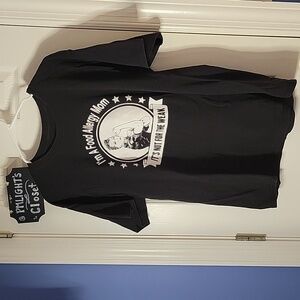 Hanes Food Allergic Mom Graphic T-Shirt Short Sleeve Black White Large